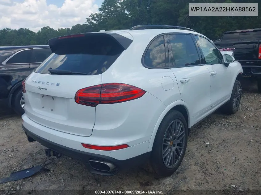 2017 Porsche Cayenne Platinum Edition VIN: WP1AA2A22HKA88562 Lot: 40076748