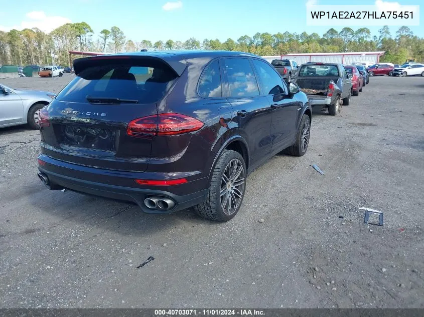 2017 Porsche Cayenne E-Hybrid S Platinum Edition VIN: WP1AE2A27HLA75451 Lot: 40703071