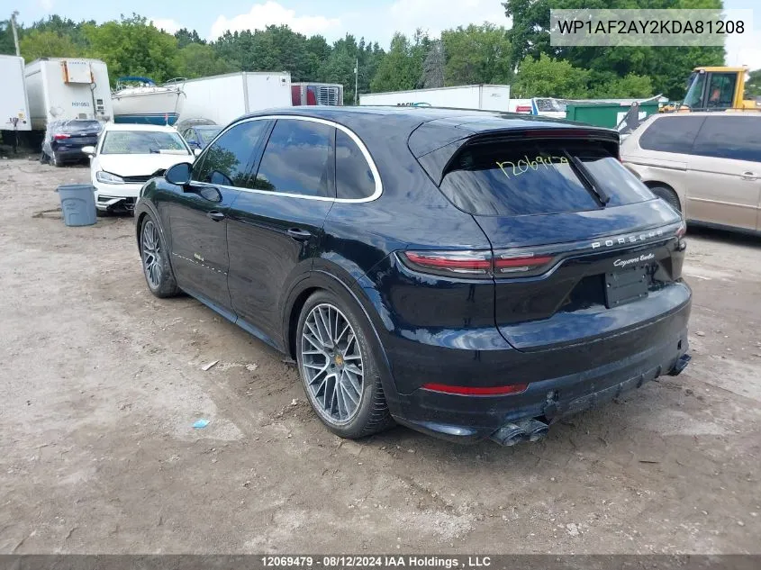 2019 Porsche Cayenne VIN: WP1AF2AY2KDA81208 Lot: 12069479