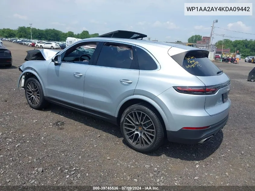 2019 Porsche Cayenne VIN: WP1AA2AY4KDA09442 Lot: 39745536