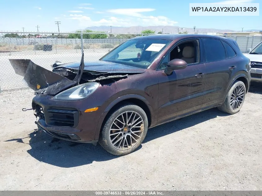 2019 Porsche Cayenne VIN: WP1AA2AY2KDA13439 Lot: 39746533