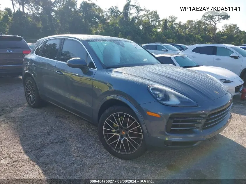 2019 Porsche Cayenne Se Hybrid VIN: WP1AE2AY7KDA51141 Lot: 40475027