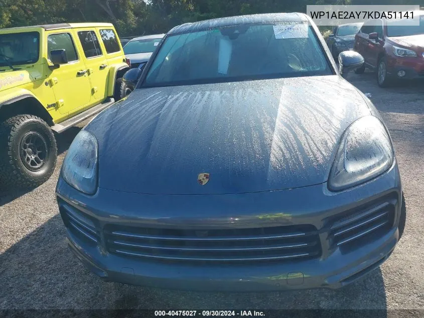 2019 Porsche Cayenne Se Hybrid VIN: WP1AE2AY7KDA51141 Lot: 40475027