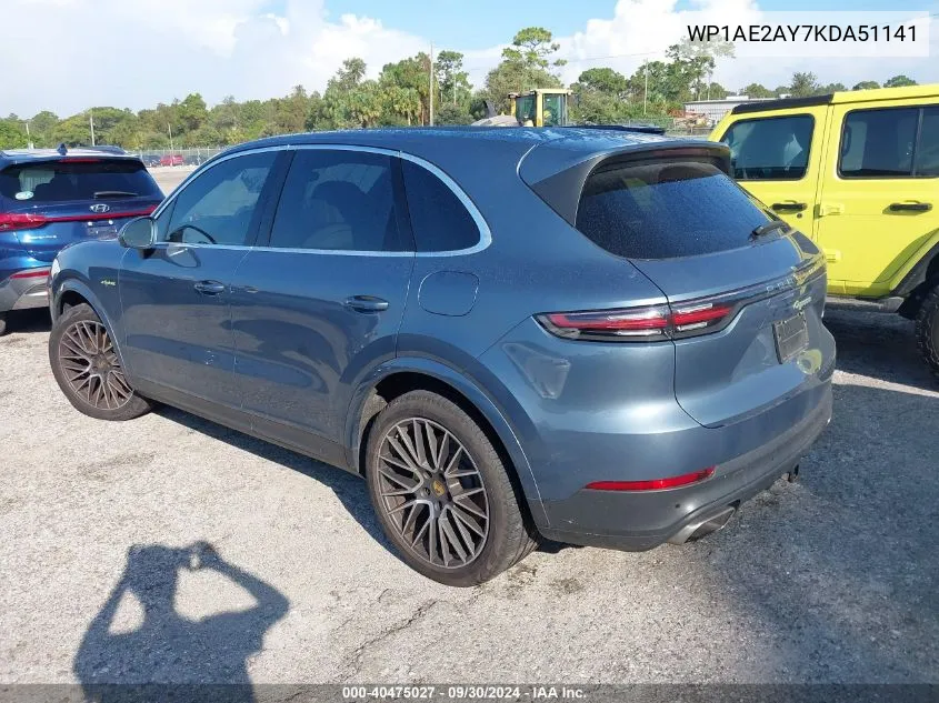 2019 Porsche Cayenne Se Hybrid VIN: WP1AE2AY7KDA51141 Lot: 40475027