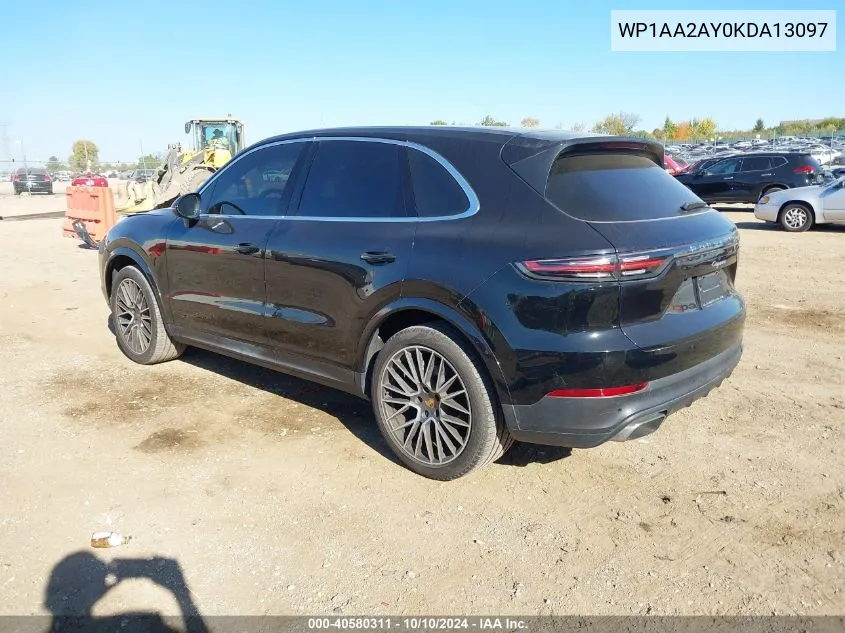 2019 Porsche Cayenne VIN: WP1AA2AY0KDA13097 Lot: 40580311