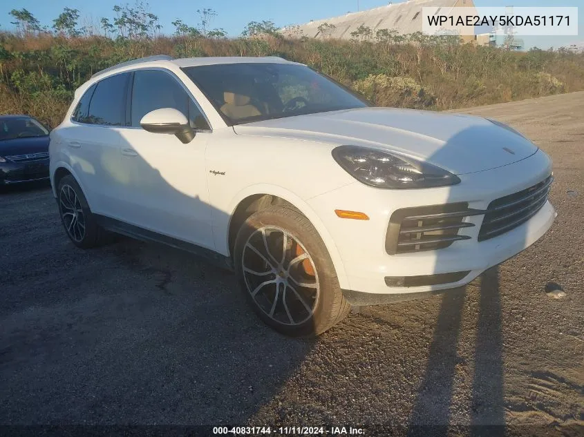 2019 Porsche Cayenne E-Hybrid VIN: WP1AE2AY5KDA51171 Lot: 40831744