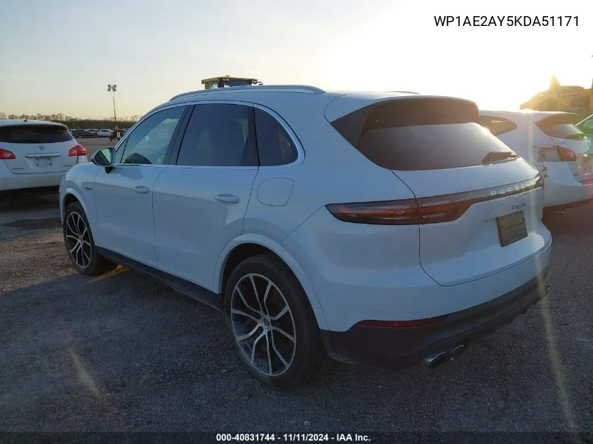 2019 Porsche Cayenne E-Hybrid VIN: WP1AE2AY5KDA51171 Lot: 40831744