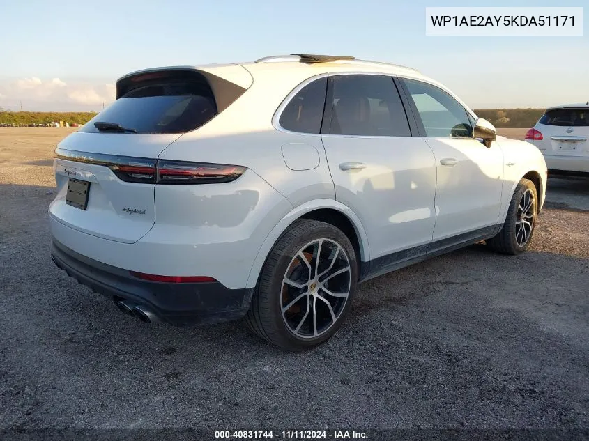 2019 Porsche Cayenne E-Hybrid VIN: WP1AE2AY5KDA51171 Lot: 40831744