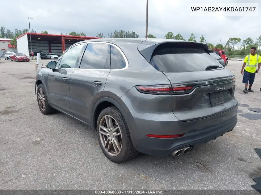 2019 Porsche Cayenne S VIN: WP1AB2AY4KDA61747 Lot: 40868633