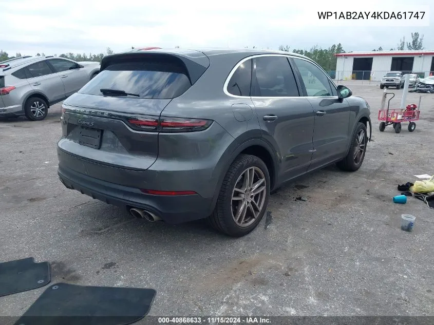 2019 Porsche Cayenne S VIN: WP1AB2AY4KDA61747 Lot: 40868633