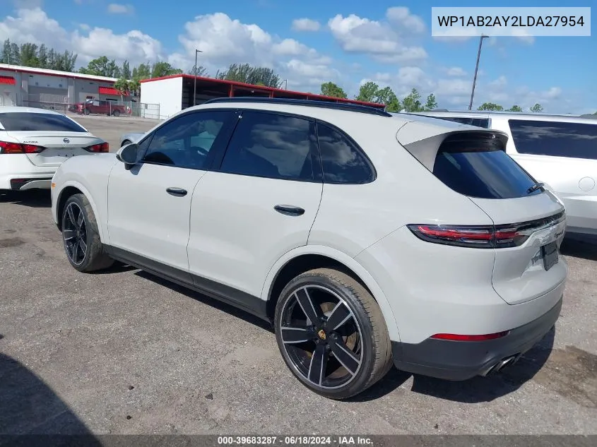 2020 Porsche Cayenne S VIN: WP1AB2AY2LDA27954 Lot: 39683287