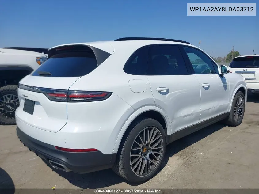 2020 Porsche Cayenne VIN: WP1AA2AY8LDA03712 Lot: 40460127