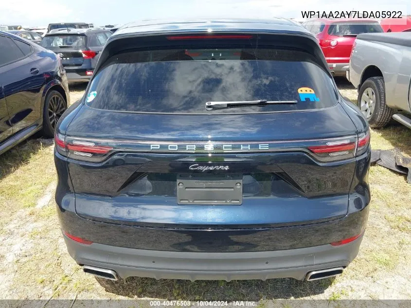 2020 Porsche Cayenne VIN: WP1AA2AY7LDA05922 Lot: 40476508