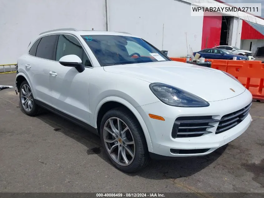 2021 Porsche Cayenne S VIN: WP1AB2AY5MDA27111 Lot: 40086459