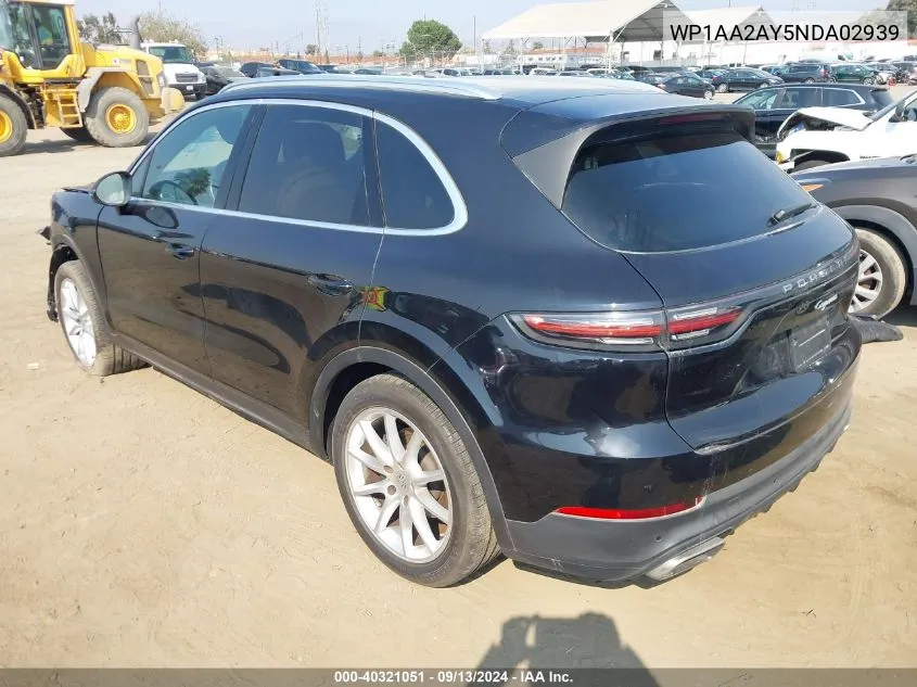 2022 Porsche Cayenne Platinum Edition VIN: WP1AA2AY5NDA02939 Lot: 40321051