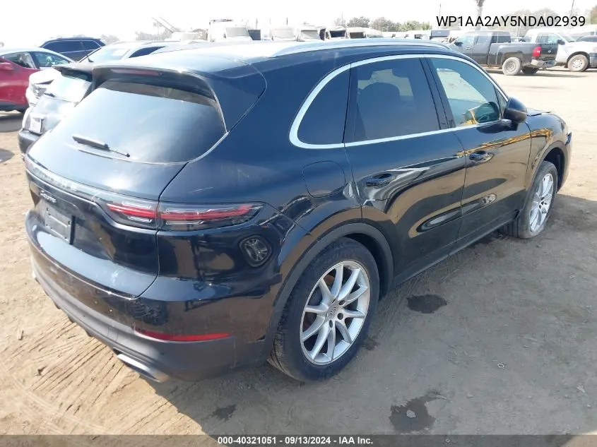 2022 Porsche Cayenne Platinum Edition VIN: WP1AA2AY5NDA02939 Lot: 40321051