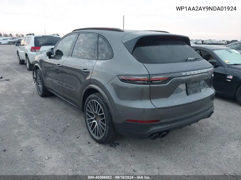 2022 Porsche Cayenne Platinum Edition VIN: WP1AA2AY9NDA01924 Lot: 40366852