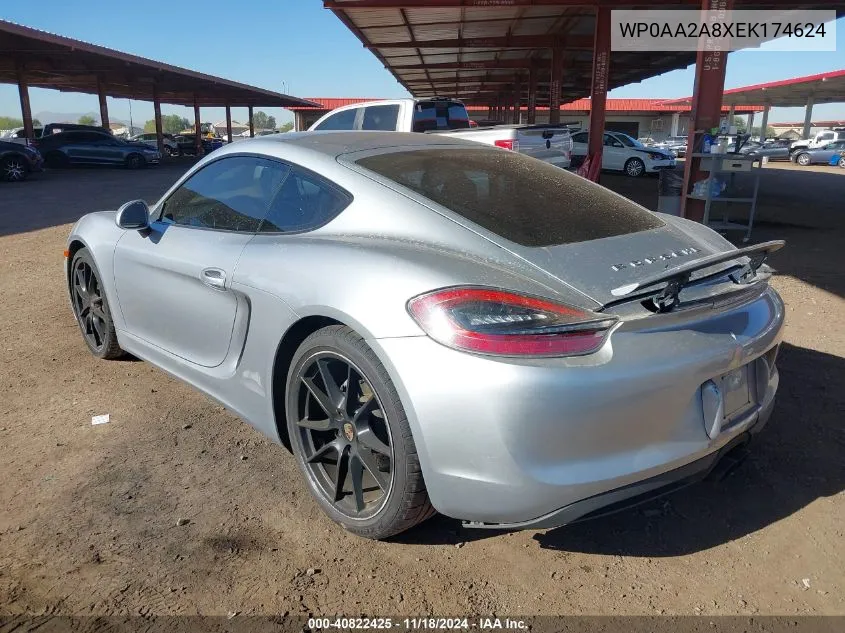 2014 Porsche Cayman VIN: WP0AA2A8XEK174624 Lot: 40822425