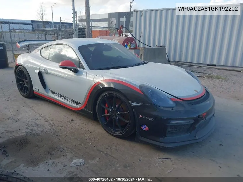 WP0AC2A81GK192202 2016 Porsche Cayman Gt4