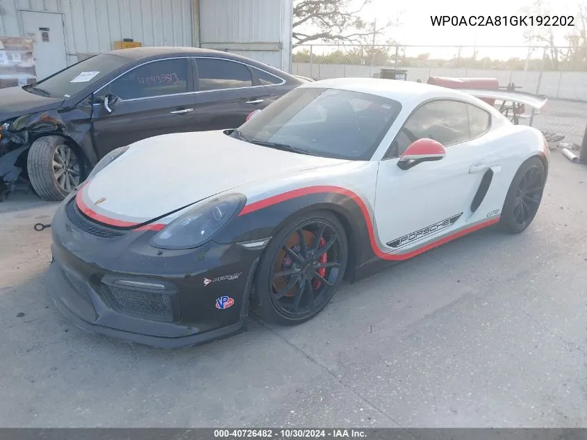 WP0AC2A81GK192202 2016 Porsche Cayman Gt4