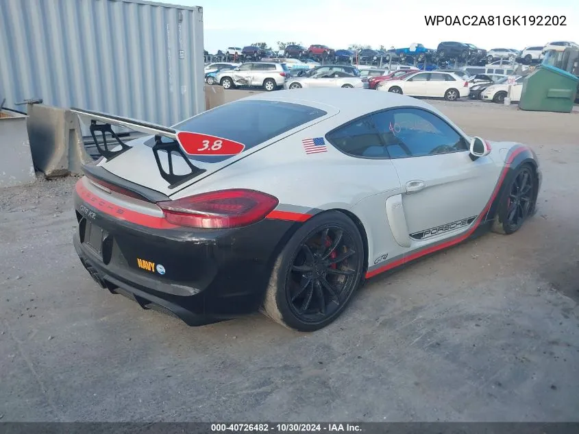 WP0AC2A81GK192202 2016 Porsche Cayman Gt4