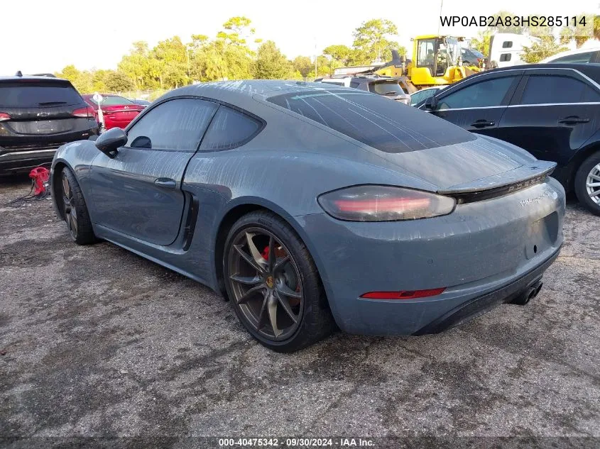 WP0AB2A83HS285114 2017 Porsche Cayman S