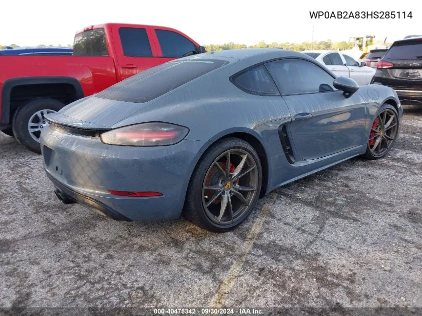 WP0AB2A83HS285114 2017 Porsche Cayman S