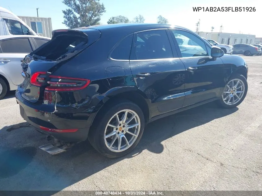 2015 Porsche Macan S VIN: WP1AB2A53FLB51926 Lot: 40740434