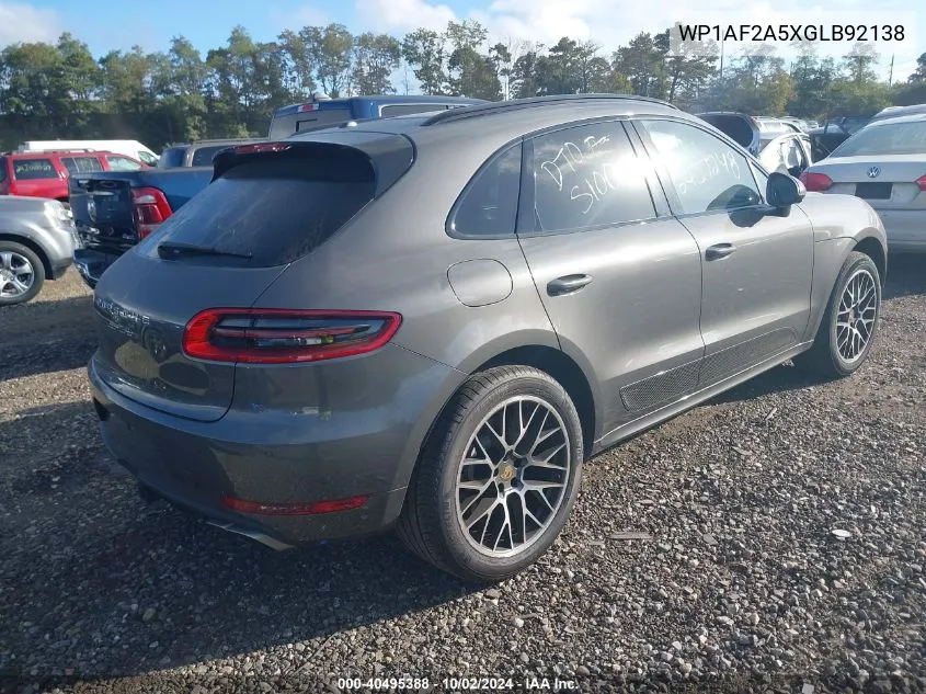 2016 Porsche Macan Turbo VIN: WP1AF2A5XGLB92138 Lot: 40495388