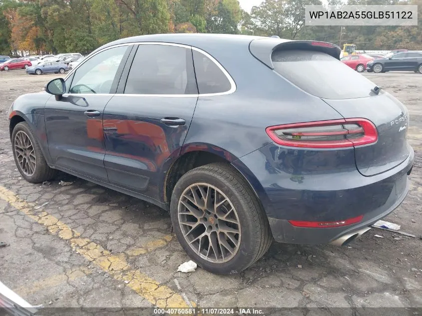 2016 Porsche Macan S VIN: WP1AB2A55GLB51122 Lot: 40750581