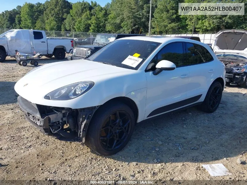 2017 Porsche Macan VIN: WP1AA2A52HLB00407 Lot: 40031081