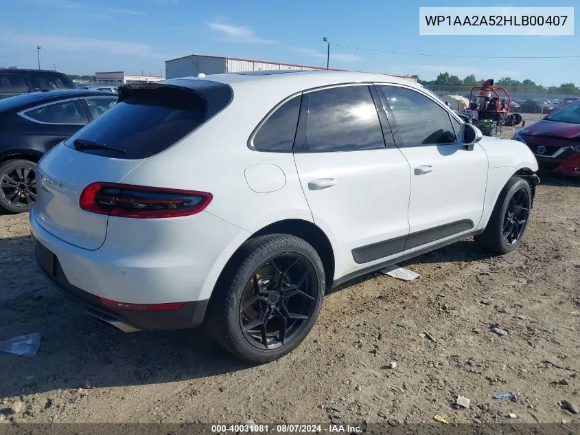 2017 Porsche Macan VIN: WP1AA2A52HLB00407 Lot: 40031081