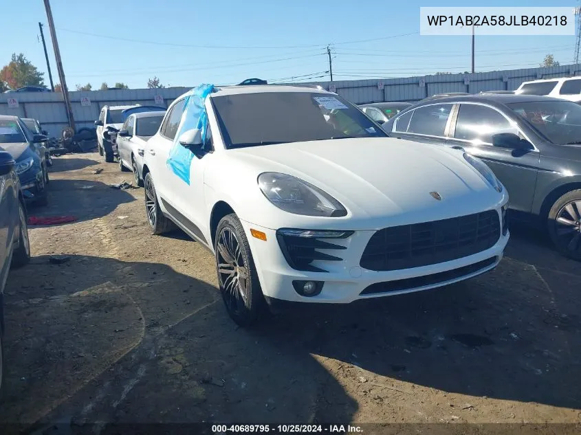 2018 Porsche Macan S VIN: WP1AB2A58JLB40218 Lot: 40689795