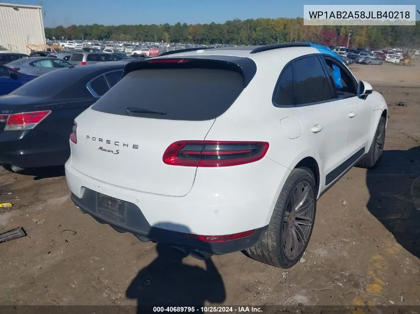 2018 Porsche Macan S VIN: WP1AB2A58JLB40218 Lot: 40689795