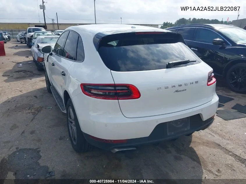 2018 Porsche Macan VIN: WP1AA2A52JLB22087 Lot: 40725984