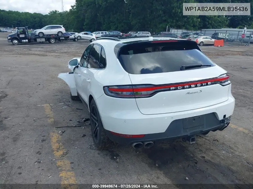 2021 Porsche Macan S VIN: WP1AB2A59MLB35436 Lot: 39949674