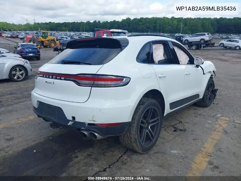 2021 Porsche Macan S VIN: WP1AB2A59MLB35436 Lot: 39949674