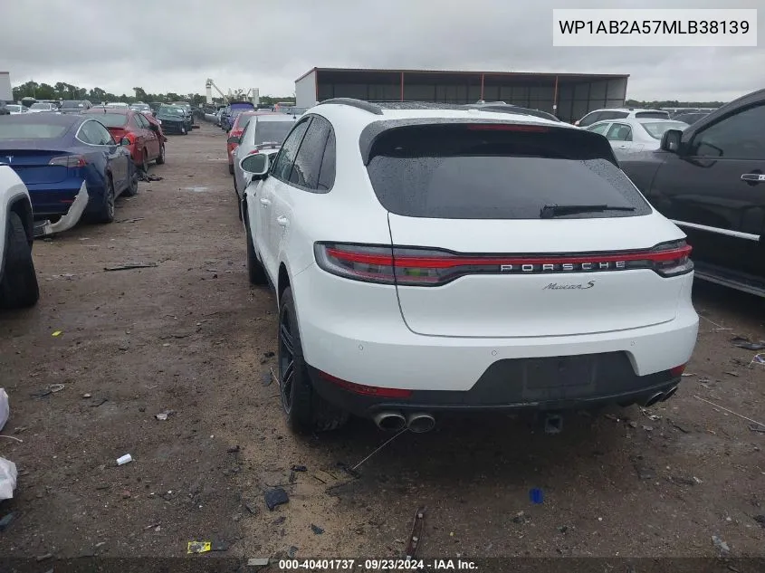 2021 Porsche Macan S VIN: WP1AB2A57MLB38139 Lot: 40401737