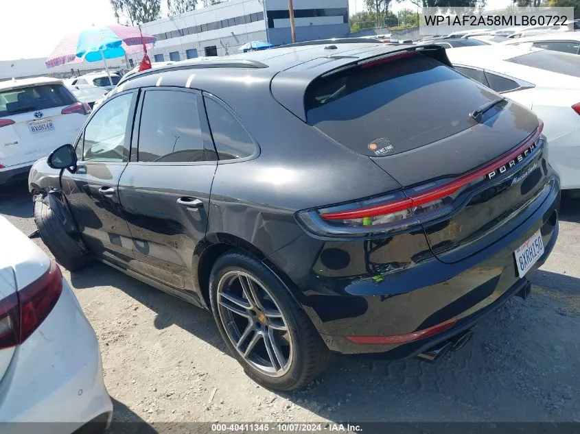 2021 Porsche Macan Turbo VIN: WP1AF2A58MLB60722 Lot: 40411345