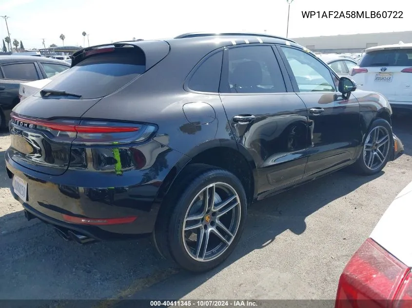 2021 Porsche Macan Turbo VIN: WP1AF2A58MLB60722 Lot: 40411345