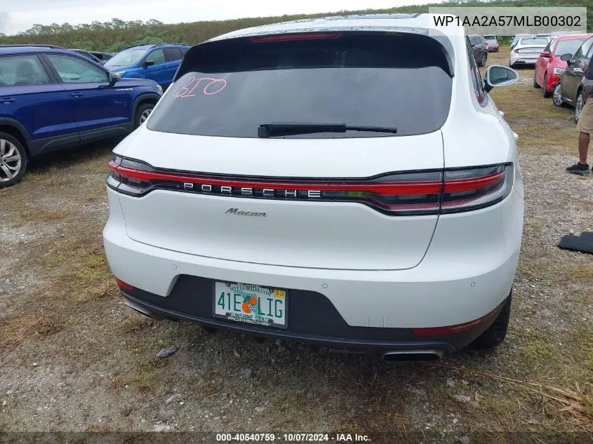 2021 Porsche Macan VIN: WP1AA2A57MLB00302 Lot: 40540759