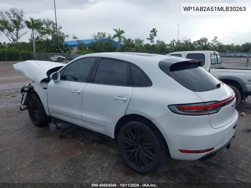 2021 Porsche Macan S VIN: WP1AB2A51MLB30263 Lot: 40554548