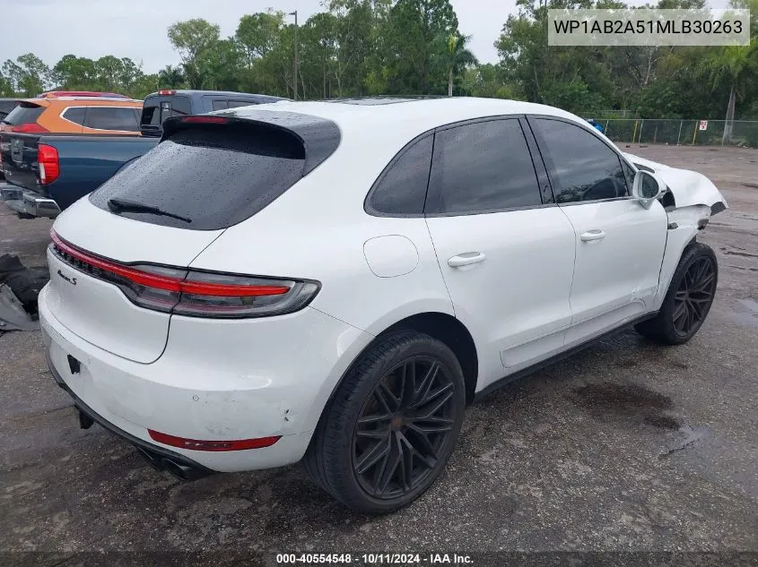 2021 Porsche Macan S VIN: WP1AB2A51MLB30263 Lot: 40554548