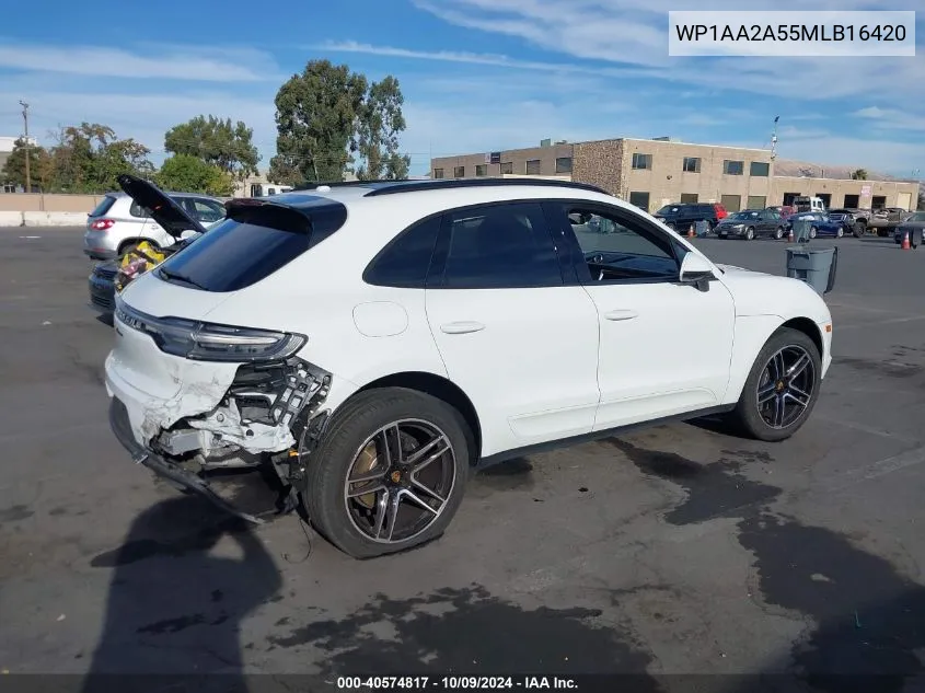 2021 Porsche Macan VIN: WP1AA2A55MLB16420 Lot: 40574817