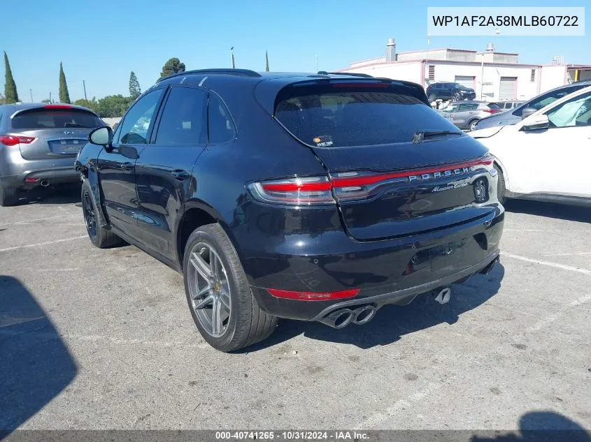 2021 Porsche Macan Turbo VIN: WP1AF2A58MLB60722 Lot: 40741265