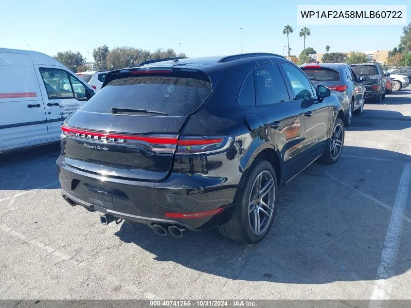 2021 Porsche Macan Turbo VIN: WP1AF2A58MLB60722 Lot: 40741265