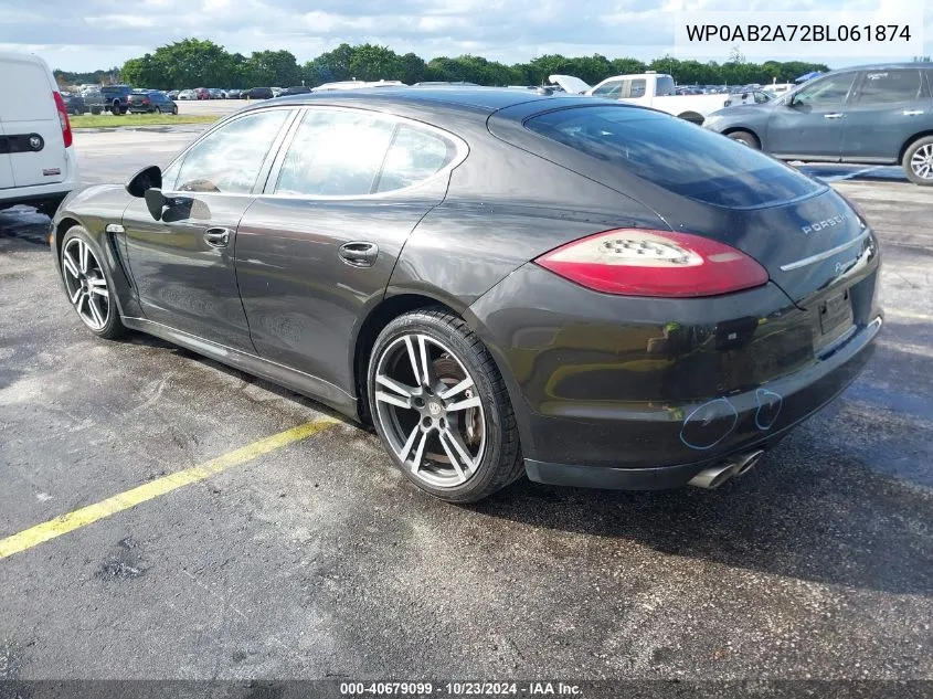 2011 Porsche Panamera S VIN: WP0AB2A72BL061874 Lot: 40679099