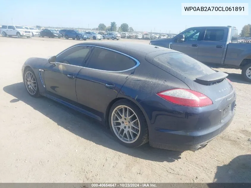 2012 Porsche Panamera S VIN: WP0AB2A70CL061891 Lot: 40654647