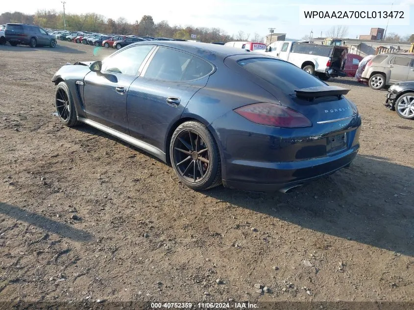 2012 Porsche Panamera 4 VIN: WP0AA2A70CL013472 Lot: 40752359