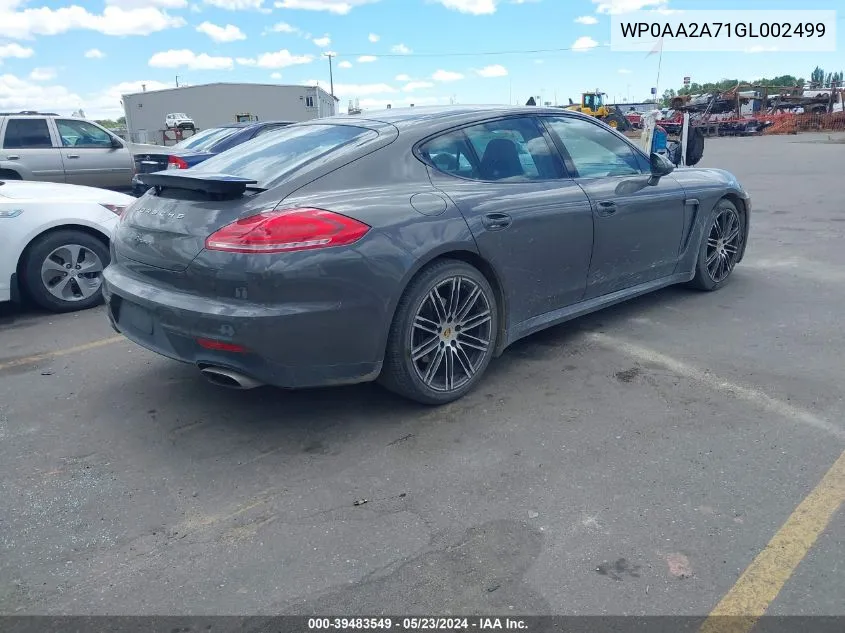 2016 Porsche Panamera 4 VIN: WP0AA2A71GL002499 Lot: 39483549